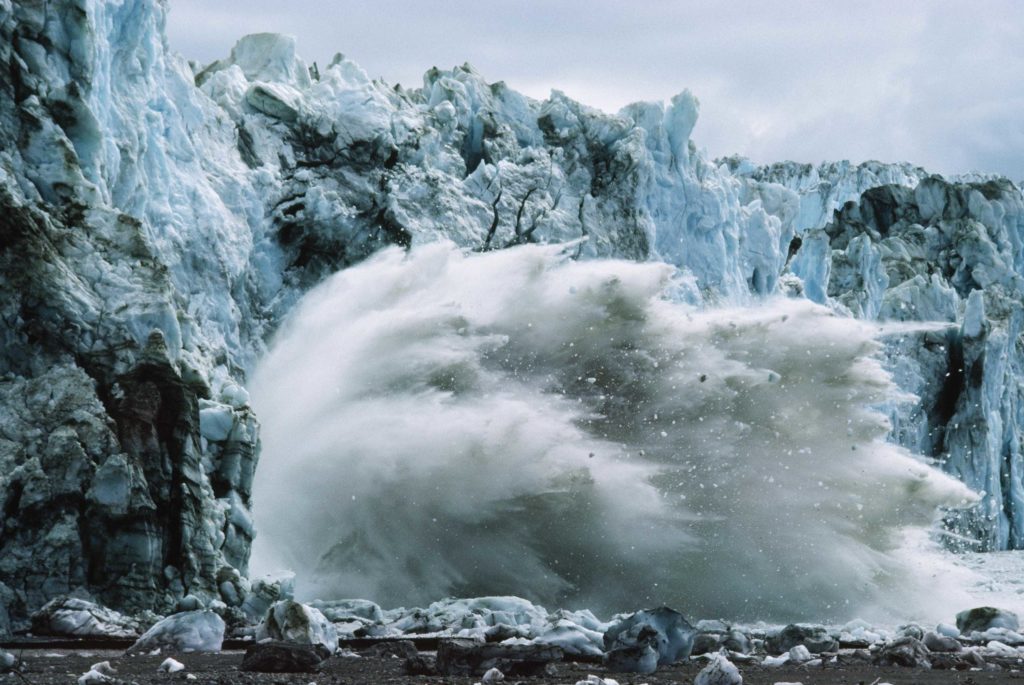 Hubbard Glacier explodes during a calving of the ice, Glacier Bay. ph.credit - Chris Johns