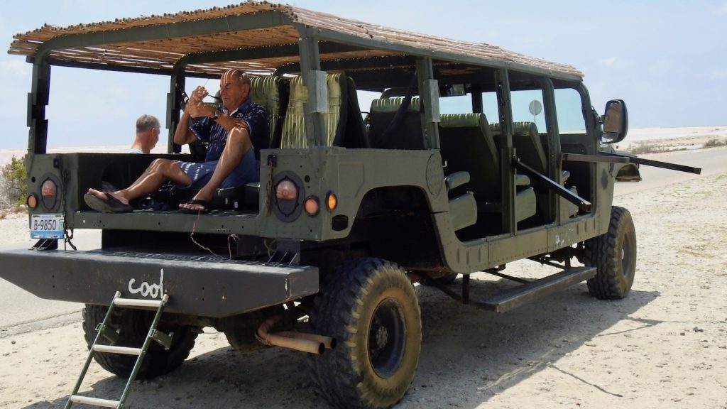 Army vehicle for a tour of the Southern part of the Island of Bonaire, Caribbean. www.gypsyat60.com