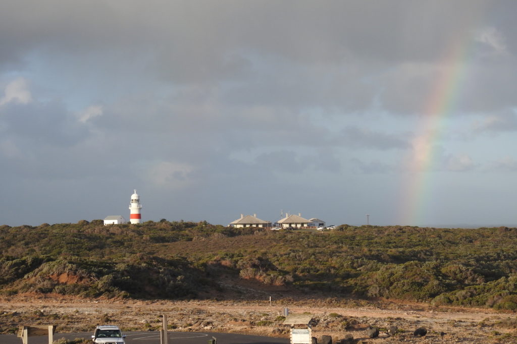 The Lighthouse, and a rainbow, at Port McDonnell on the Northumberland Headland (the southernmost point of South Australia) near Mount Gambier. www.gypsyat60.com