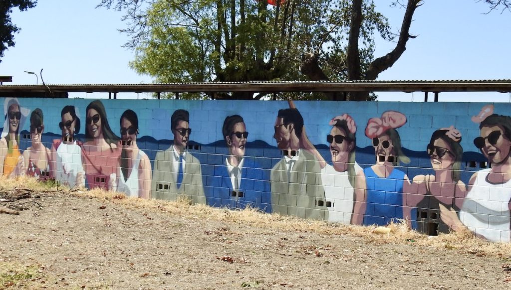 Mural at Moree Race Track featuring racegoers dressed in their finest. www.gypsyat60.com