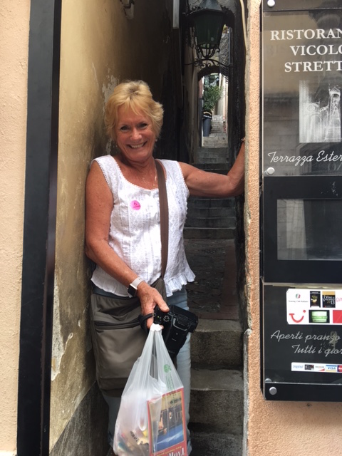 Nearly stuck in Vicola Street, Taormina - the smallest alley in the town.