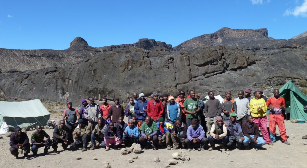 Climbing Mt Kilimanjaro guides, porters and cooks - our amazing support team