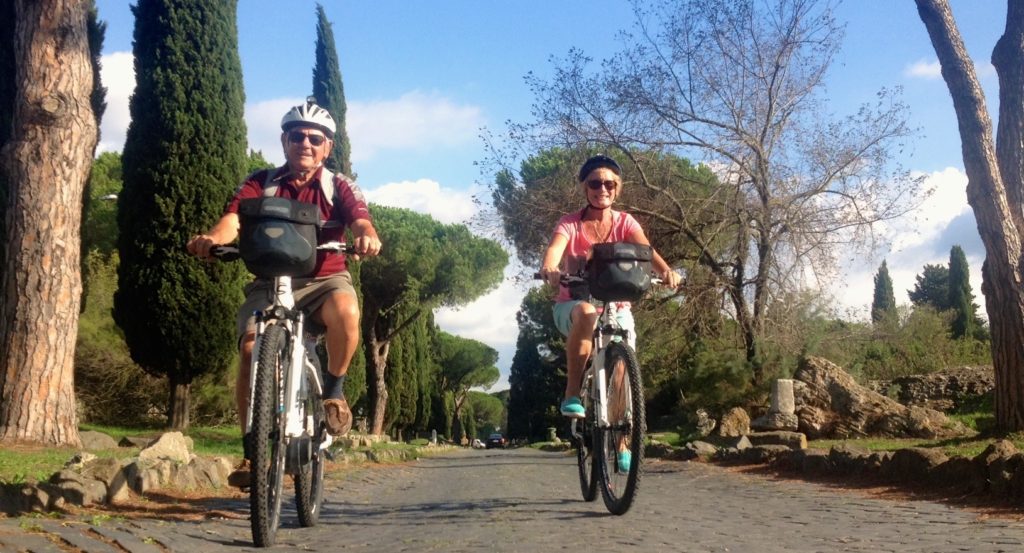 Riding along the ancient Appian Way where the stones weren't so rough as other parts of the 2,300 road. www.gypsyat60.com