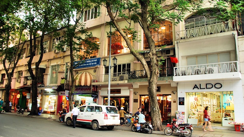 Dong Khoi Street, renamed after the Vietnam War, means Total Revolution. The street (in District 1) is the luxury central district of Ho Chi Minh.