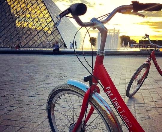 Fat Tire Bike - asked at the Louvre, Paris with sunset approaching.