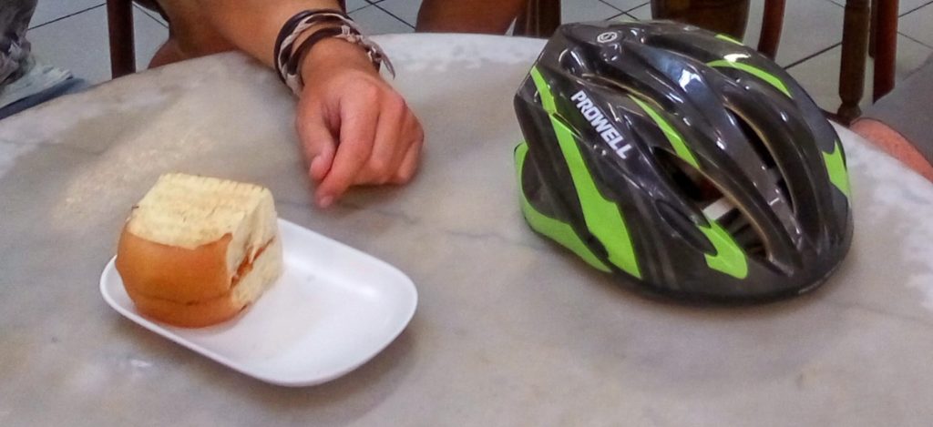 Coconut bread enjoyed on the bike tour at Singapore.www.gypsyat60.com