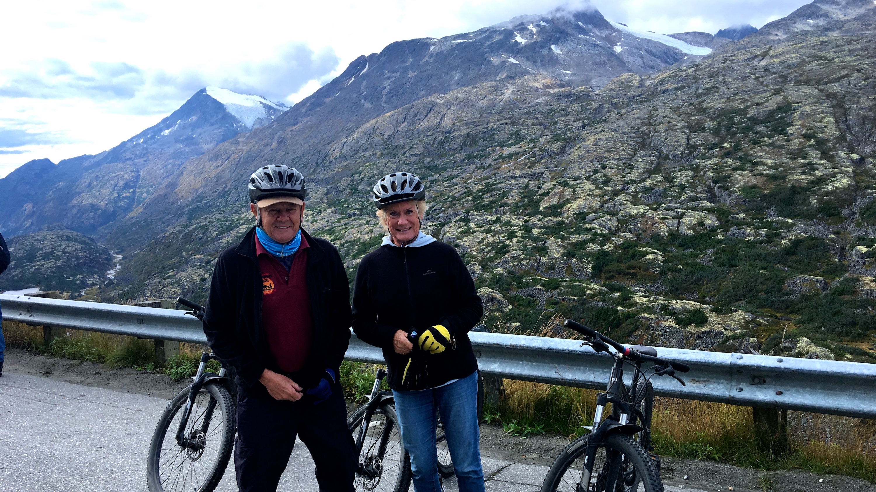 Getting ready to cycle down to Skagway from White Pass at 30 mph (45 kph). www.gypsyat60.com