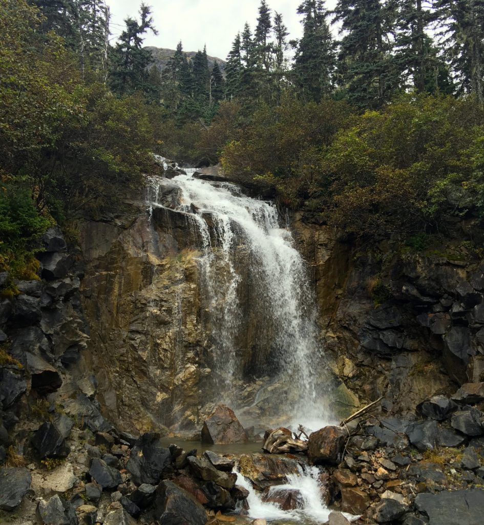 Bridal Veil Falls on the Yukon Pass. One of the several stops made on the fast trip down from White Pass Summit on cycles at Skagway. www.gypsyat60.com