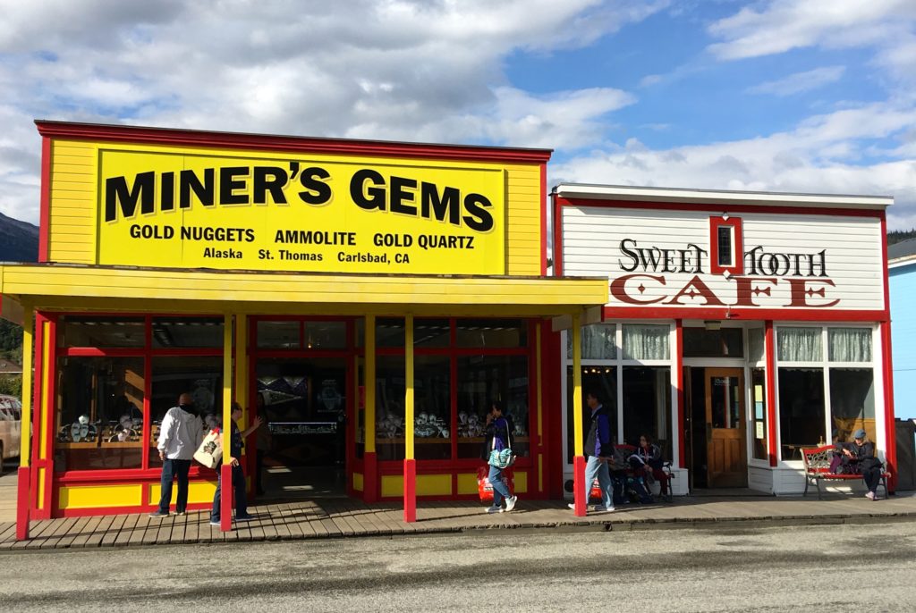 Miner's Gems shop at Skagway - the town is all about gold. www.gypsyat60.com