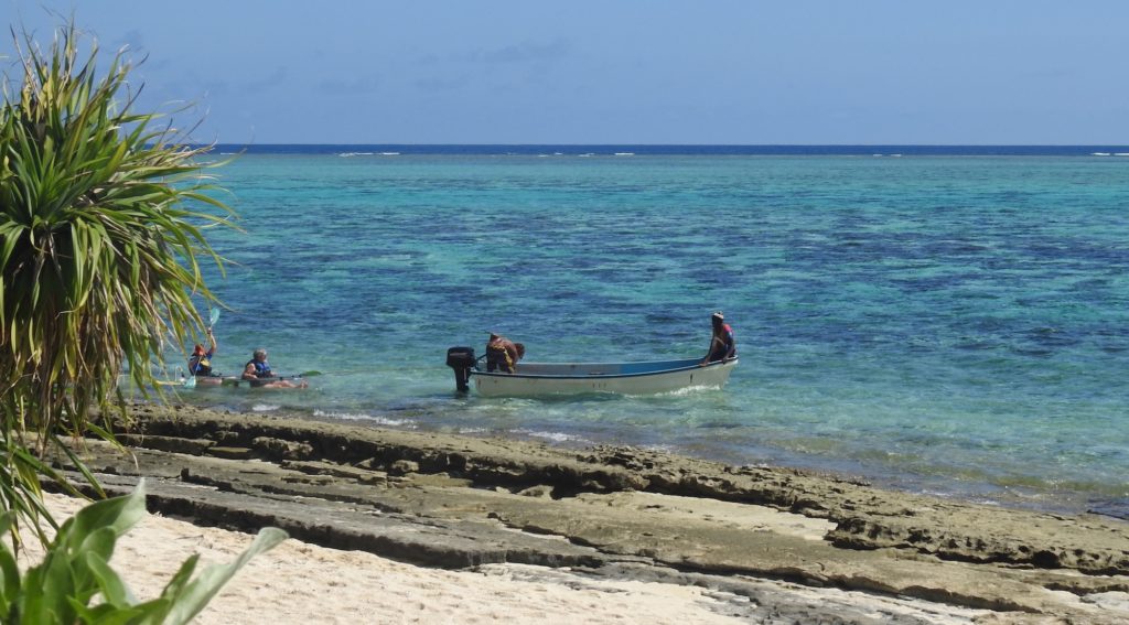 A Kayak being towed in at Mystery Island, Vanuatu. www.gypsyat60.com