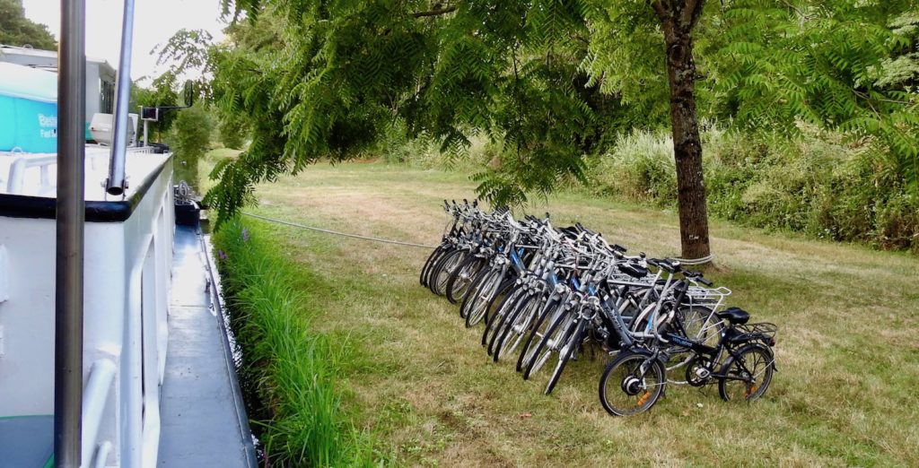 Bikes ready and waiting for a ride to Sancerre. The barge was Anna Maria 4. www.gypsyat60.com