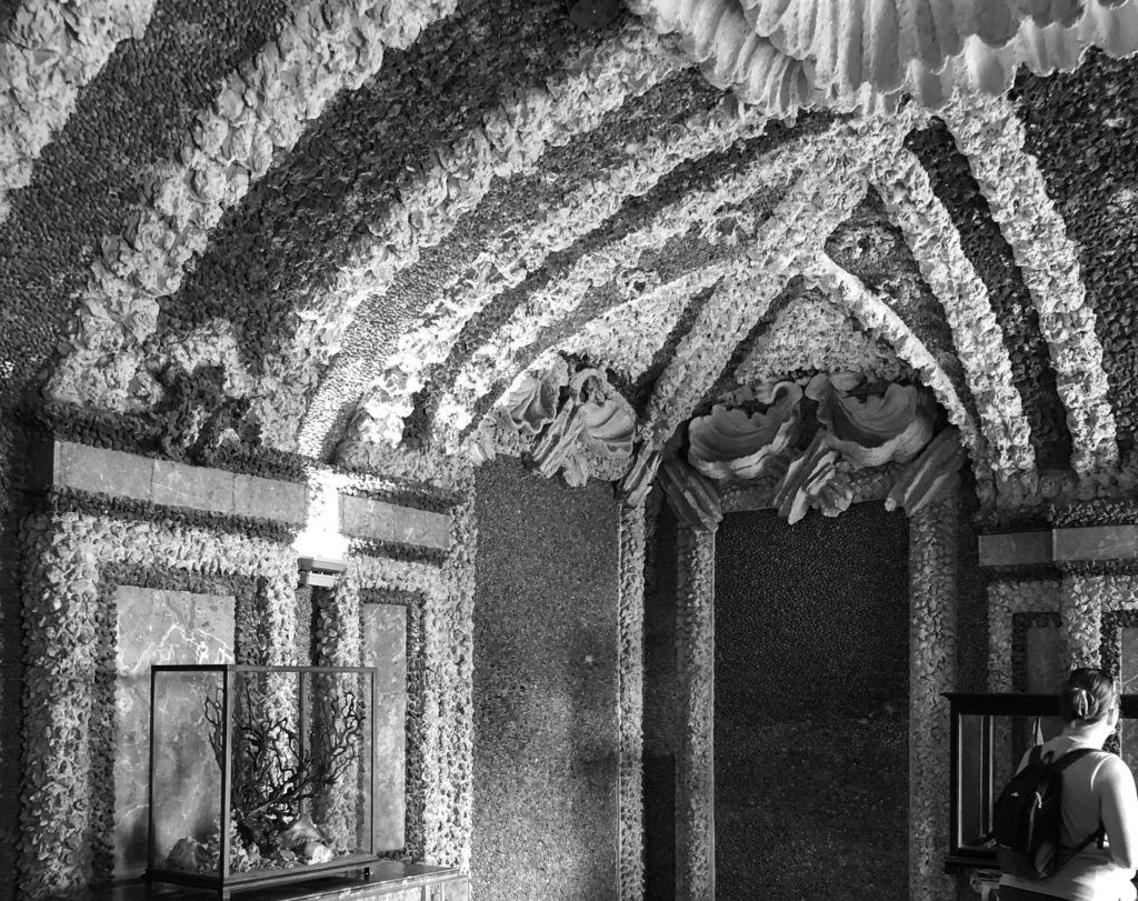 Black stones and white shells to keep the grotto on the ground floor of the palace at Isola Bella, Lake Maggiore, cool. www.gypsyat60.com