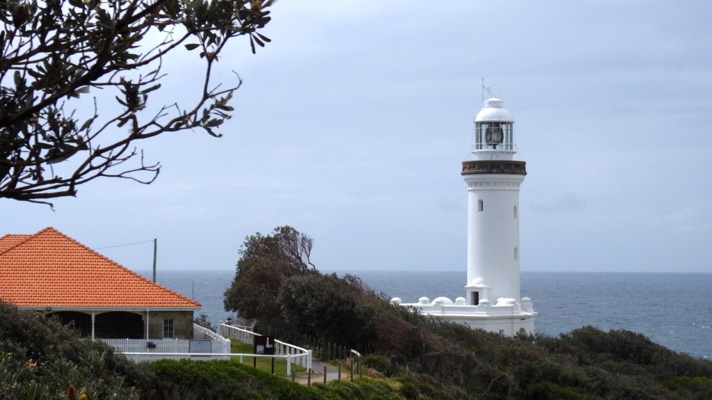 Norah Heads Lighthouse (NSW) and Cottages high on the Headland. www.gypsyat60.com