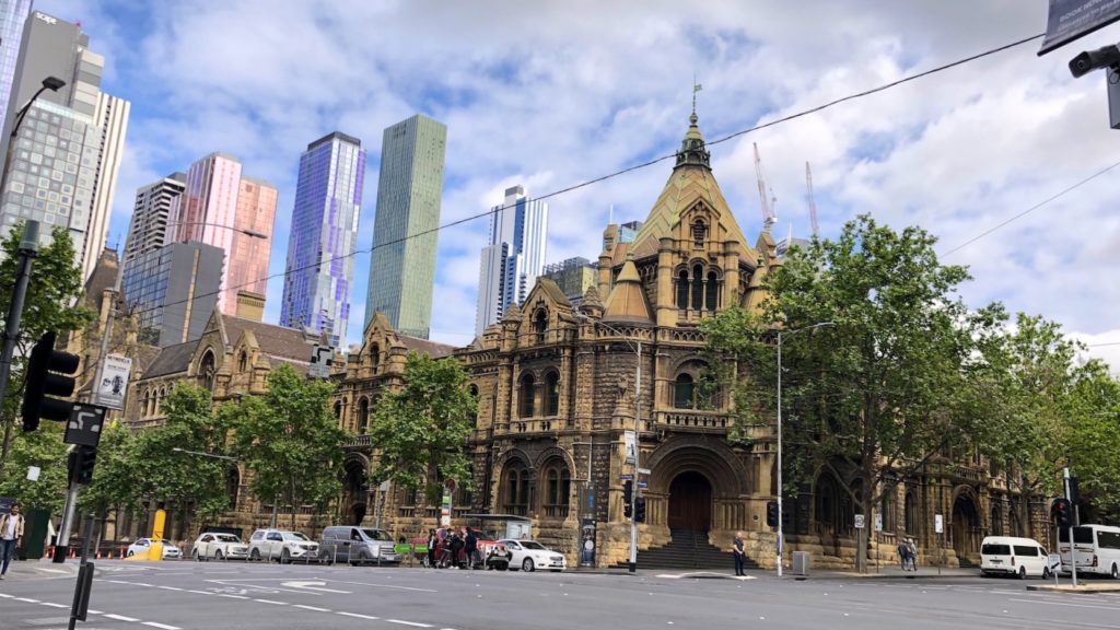 Melbourne City - heritage buildings with a backdrop of colourful skyscrapers. www.gypsyat60.com