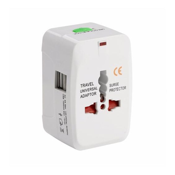 Example of Universal travel adaptor with surge protector. www.gypsyat60.com