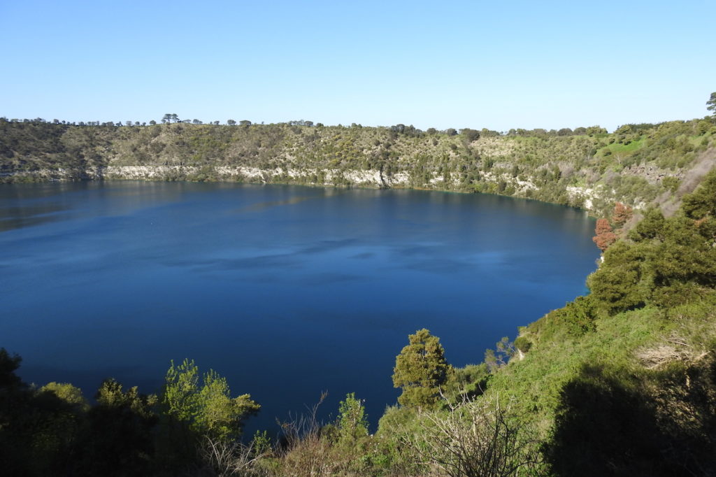 Mount Gambier's Blue Lake, aka a volcanic crater, on a clear and sunny day. www.gypsyat60.com