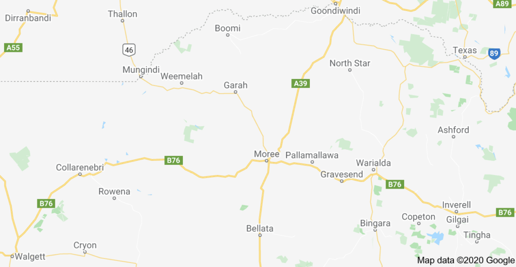 Location map of Moree